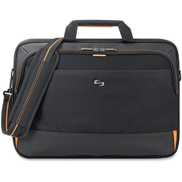 Solo Briefcase, Polyester, 4"Wx18-1/2"Lx13-3/4"H, Black/Orange USLUBN3004